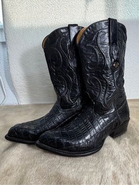 Los Altos Men’s Genuine Crocodile Western Cowboy Boots Black 9.5 EE western boot